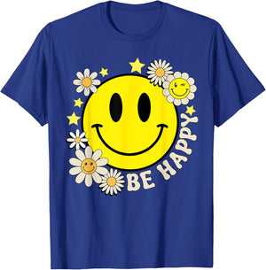 Cute Smile Face Flower Happy Face Flowers Heart Kids Girls T-Shirt - T-Shirt | Royal