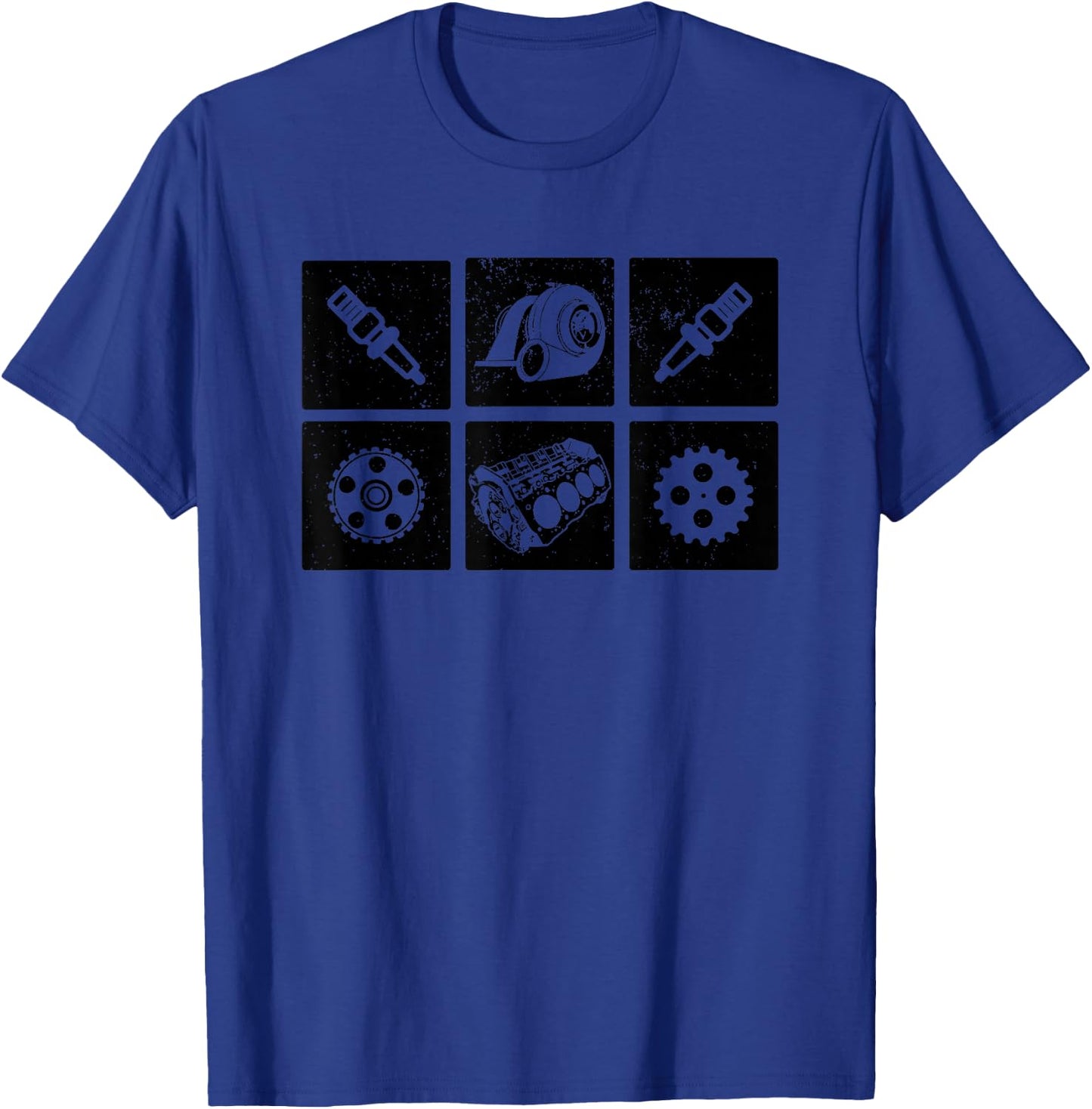 Car Mechanic Engine Symbols Auto Parts T-Shirt - T-Shirt | Royal