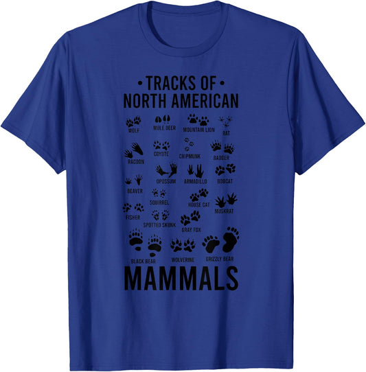 Wildlife Tracks of North American Mammals - Wildlife Tracks T-Shirt - T-Shirt | Royal