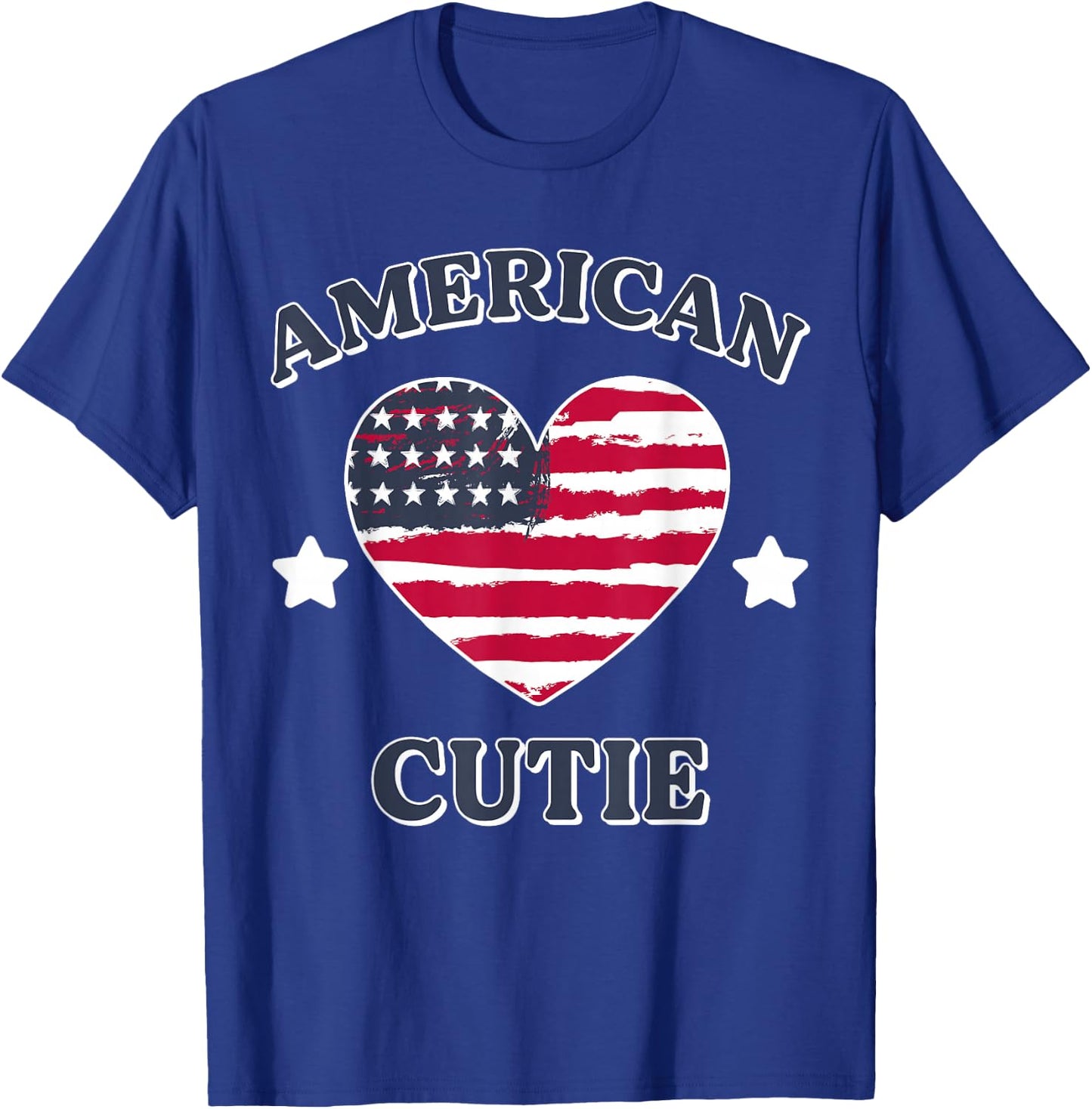 Girl American Cutie USA Flag Heart 4th July Patriot Toddler T-Shirt - T-Shirt | Royal