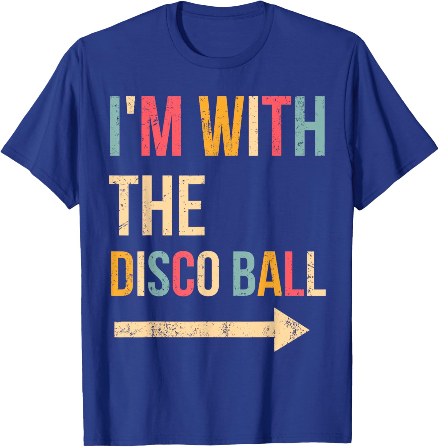 I'm With The Disco Ball Halloween Lazy DIY Costume Party , Small, Black T-Shirt - T-Shirt | Royal
