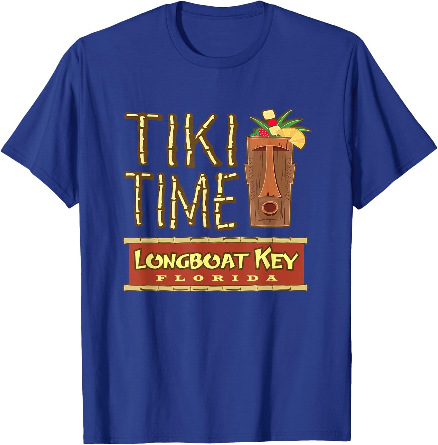 Longboat Key Florida Retro Tiki Bar Design T-Shirt - T-Shirt | Royal