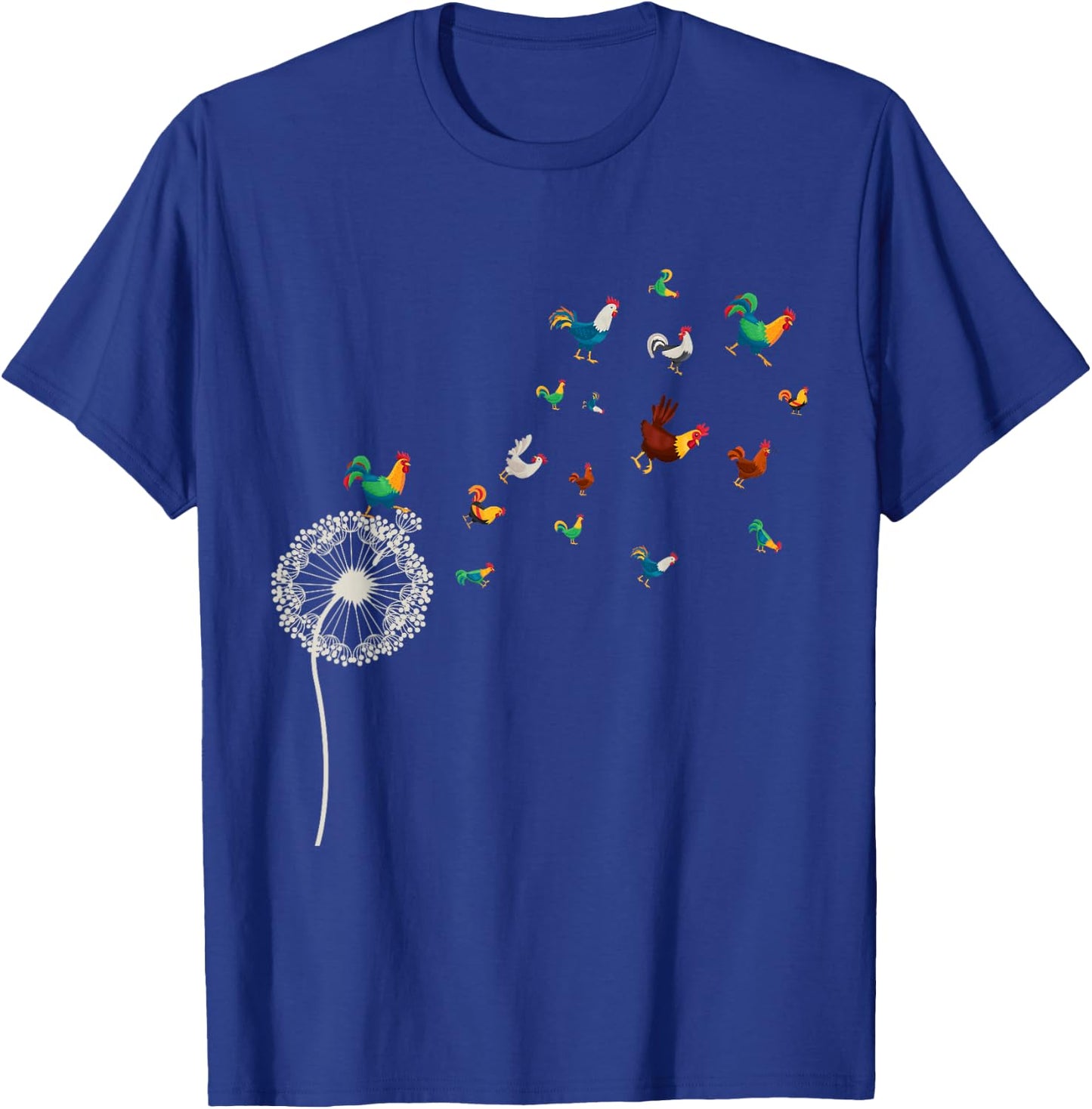 Farm Bird Animal Lover Farmer Gift Dandelion Chicken T-Shirt - T-Shirt | Royal