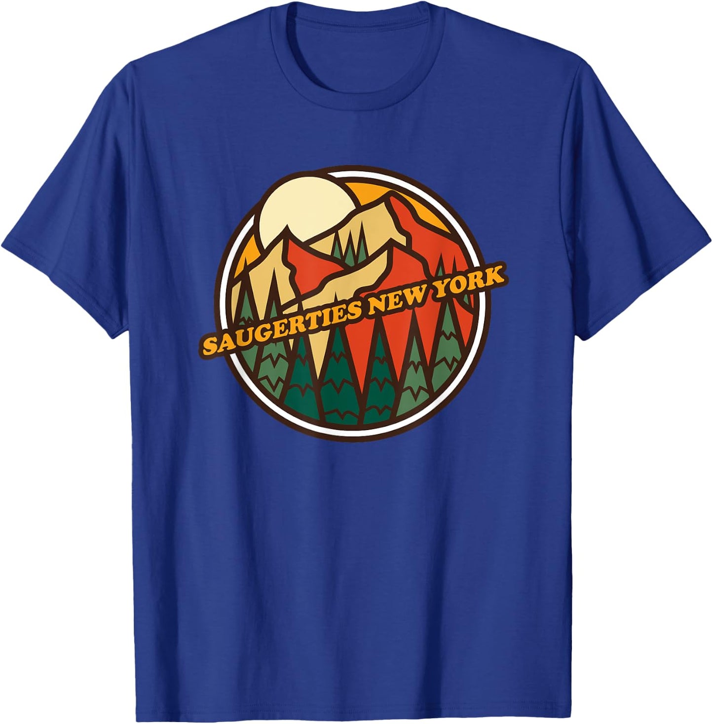 Vintage Saugerties, New York Mountain Hiking Souvenir Print T-Shirt - T-Shirt | Royal