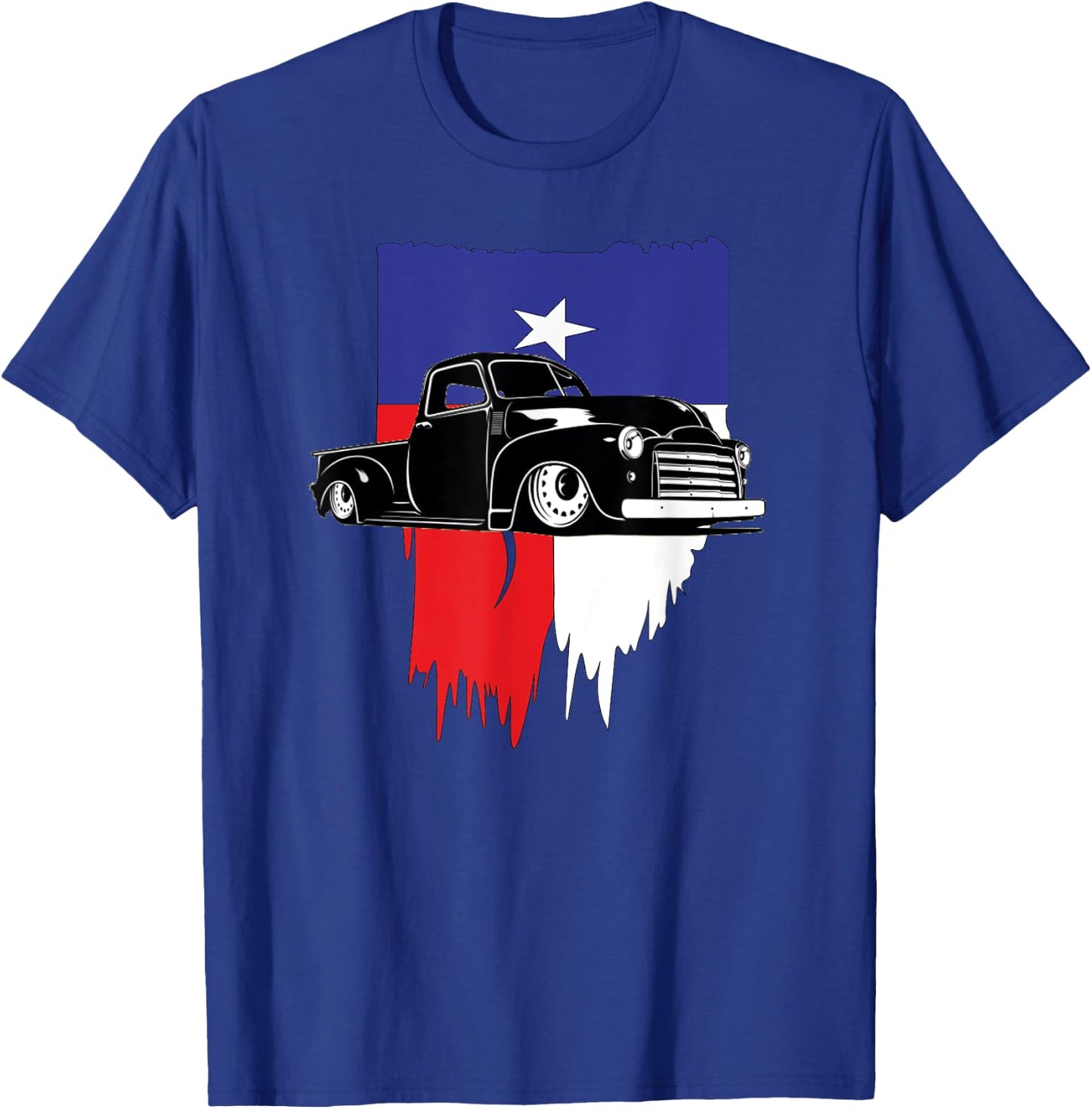 Vintage Hot Rod Truck American Flag. Texas Lowrider T-Shirt - T-Shirt | Royal