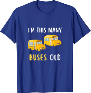 Kids I'm This Many Buses Old, School Bus 2nd Birthday 2 Years Old T-Shirt - T-Shirt | Royal