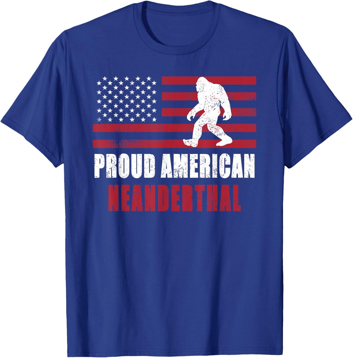 American Neanderthal vintage Flag for Proud Neanderthals T-Shirt - T-Shirt | Royal