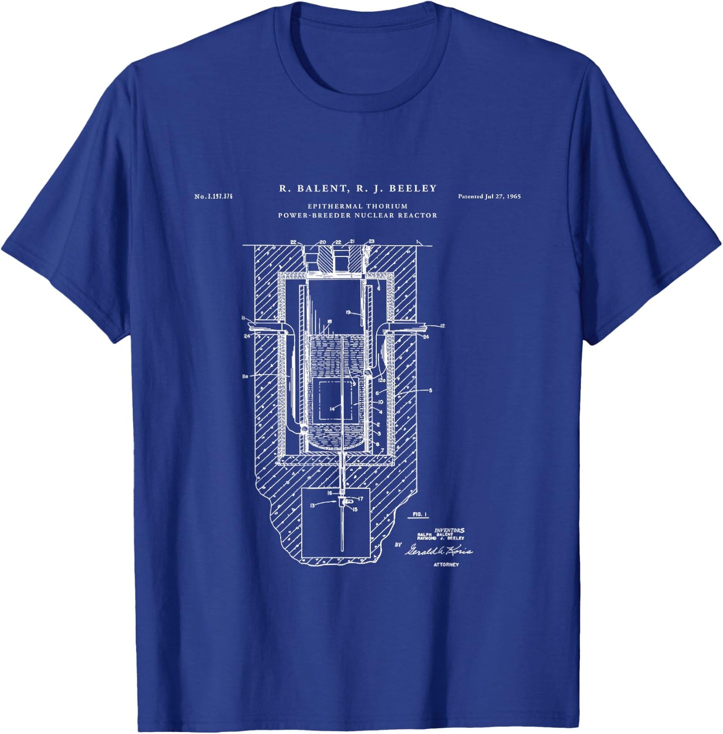 Nuclear Reactor Patent - physics T-Shirt - T-Shirt | Royal