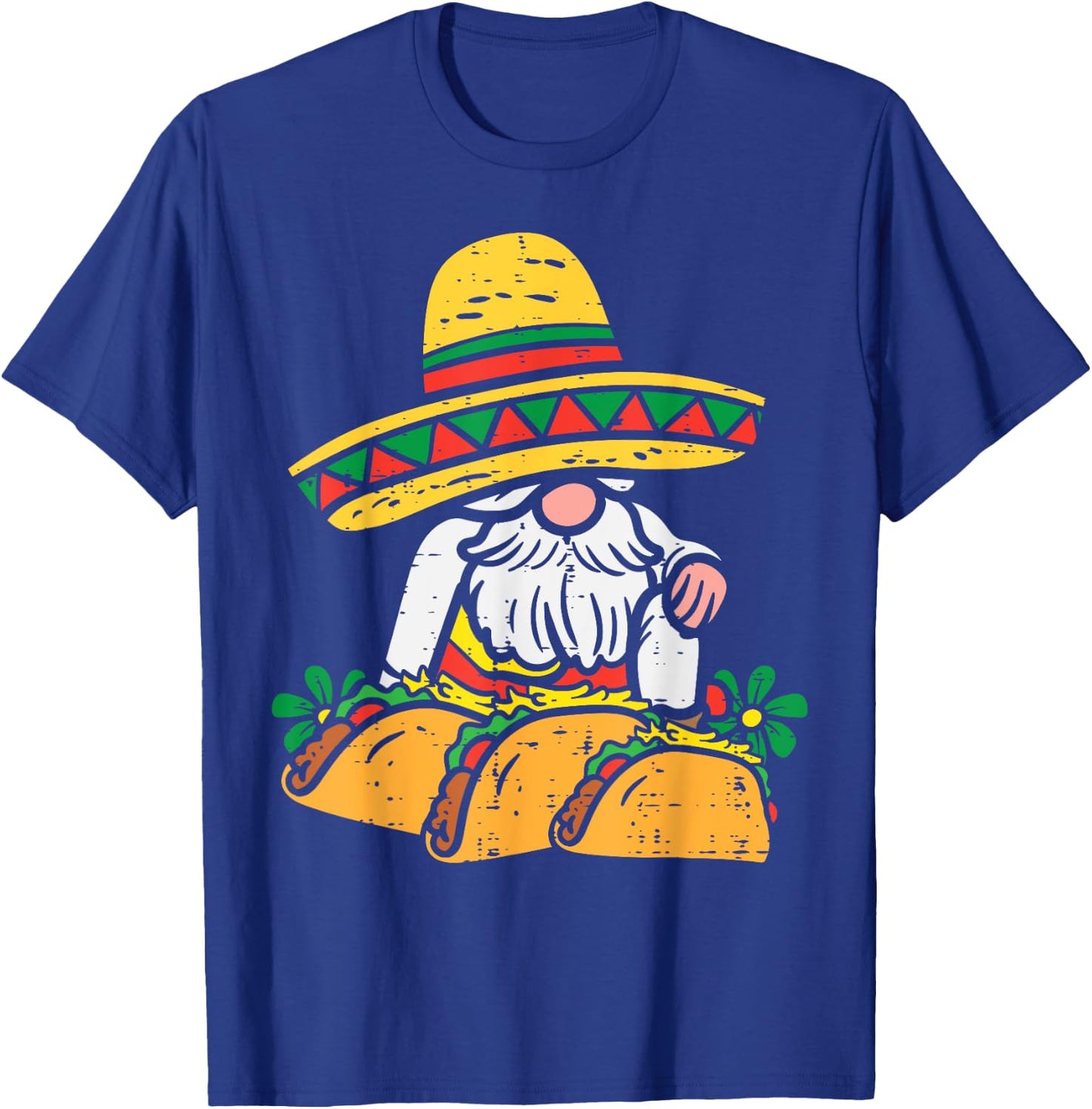 Mexican Gnome Sombrero Tacos Cinco De Mayo Fiesta Men Women T-Shirt - T-Shirt | Royal