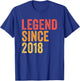 Legend Since 2018 Funny Birthday Year Retro Legend T-Shirt - T-Shirt | Royal