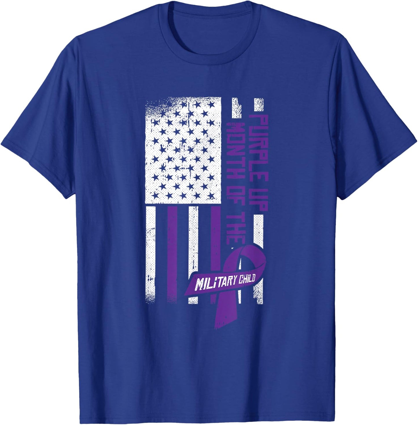 Purple Up Month Of The Military Child American Flag Kids T-Shirt - T-Shirt | Royal