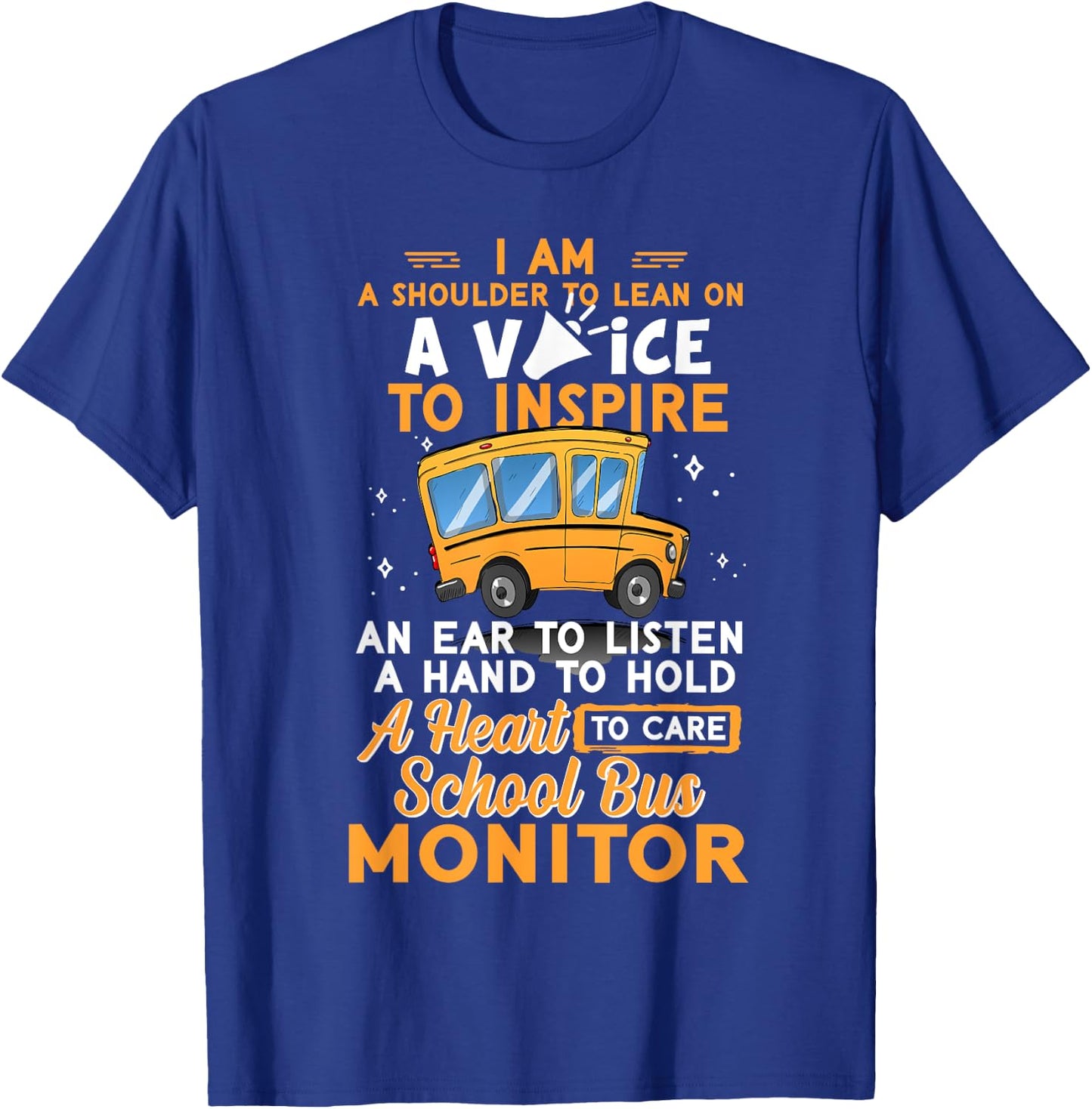School Bus Monitor A Shoulder To Lean On A Voice To Inspire T-Shirt - T-Shirt | Royal