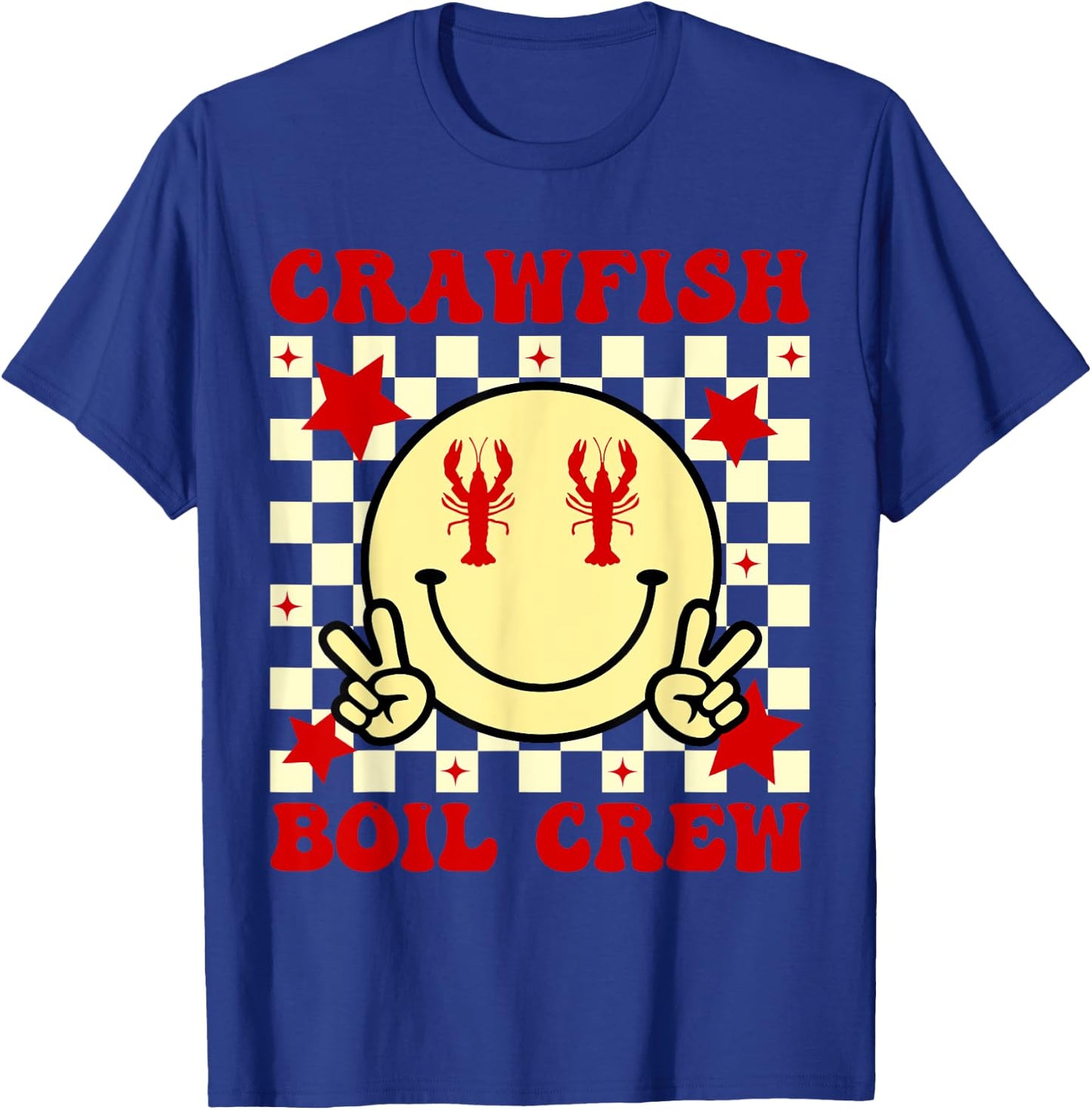 Crawfish Boil Crew Boys Girls Kid Crawfish Season Smile Face T-Shirt - T-Shirt | Royal