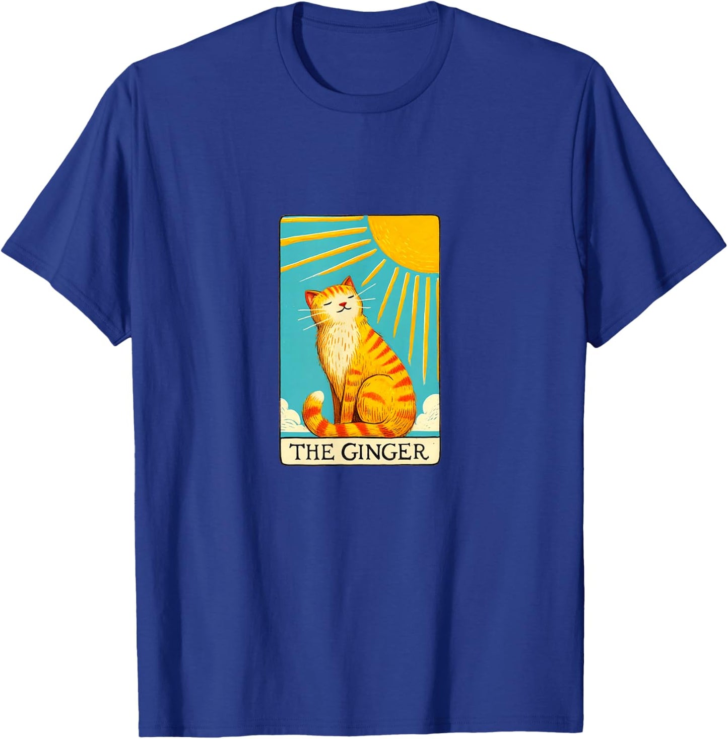 Ginger Cat Tarot Card fun the Ginger orange cat Men Women Girls Kids T-Shirt - T-Shirt | Royal