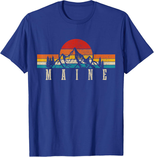 Maine Pine Tree State Vintage USA America Souvenir T-Shirt - T-Shirt | Royal