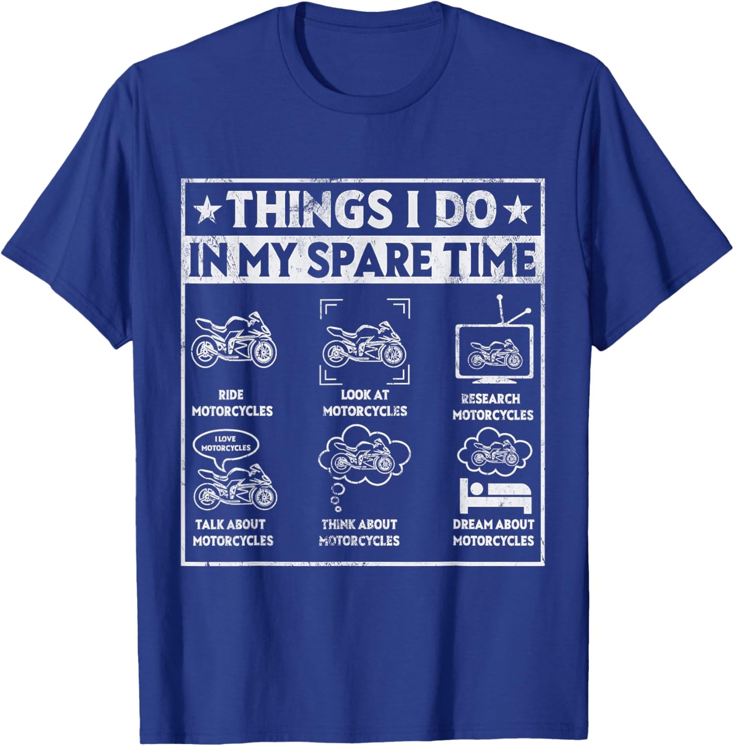 Biker Motorcycle Men Riding Things I Do In My Spare Time T-Shirt - T-Shirt | Royal
