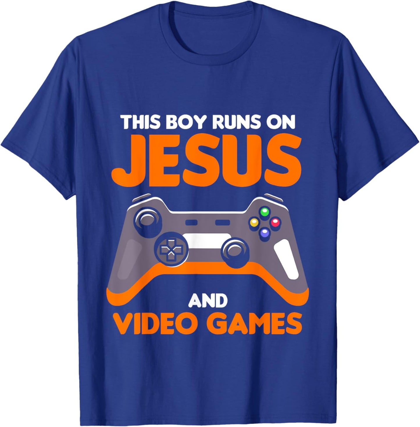 This Boy Runs On Jesus And Video Games Christian T-Shirt - T-Shirt | Royal