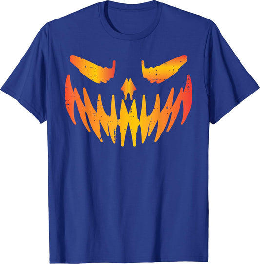 Halloween Jack O Lantern Pumpkin Face Costume Men Women Kids T-Shirt - T-Shirt | Royal