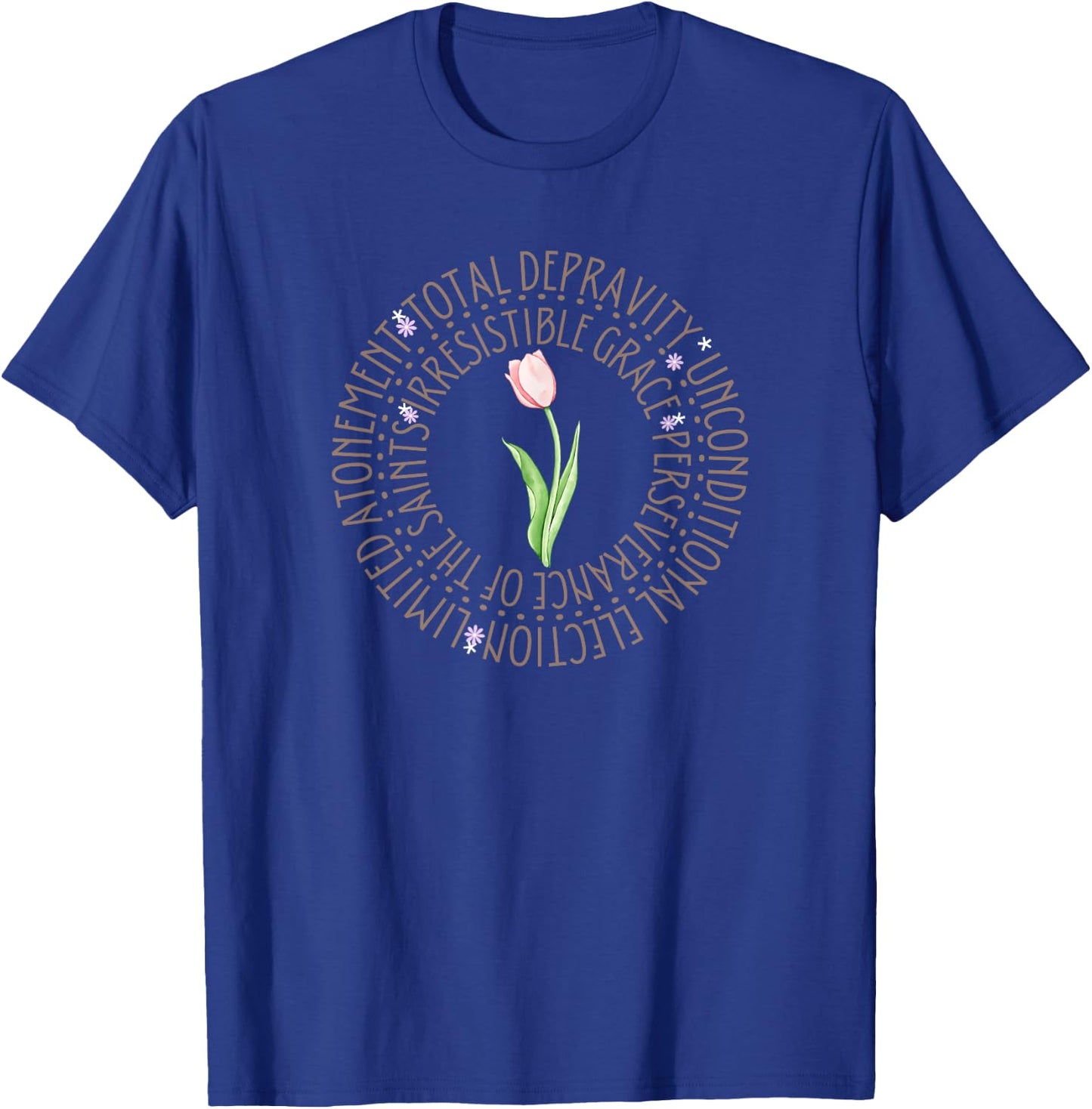 Theology Tulip Girl Reformed Christian Calvinist T-Shirt - T-Shirt | Royal