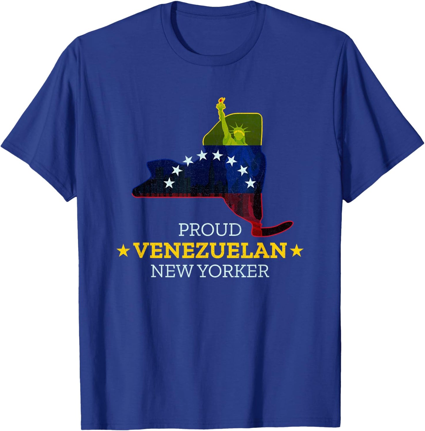 Proud Venezuelan New Yorker - New York Map Venezuela Flag T-Shirt - T-Shirt | Royal