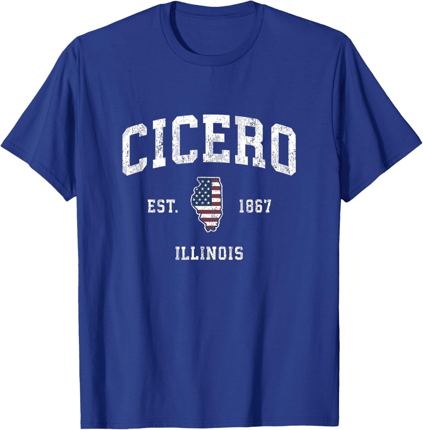 Cicero Illinois IL Vintage American Flag Sports Design Women Girls Kids Men T-Shirt - T-Shirt | Royal