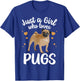 Cool Pug Art For Girls Women Kids Pug Dog Animal Puppy Lover T-Shirt - T-Shirt | Royal