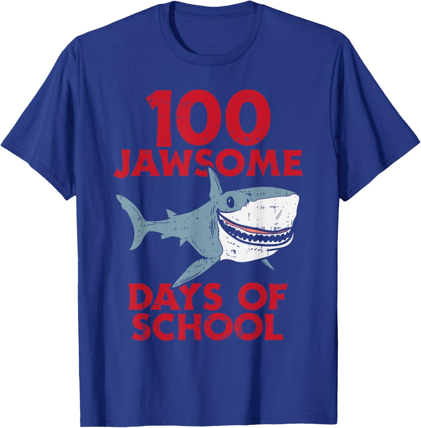 100 Jawsome Days School Shark 100th Day Boys Teacher Gift T-Shirt - T-Shirt | Royal