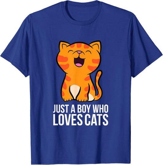 Just a Boy Who Loves Cats T-Shirt - T-Shirt | Royal