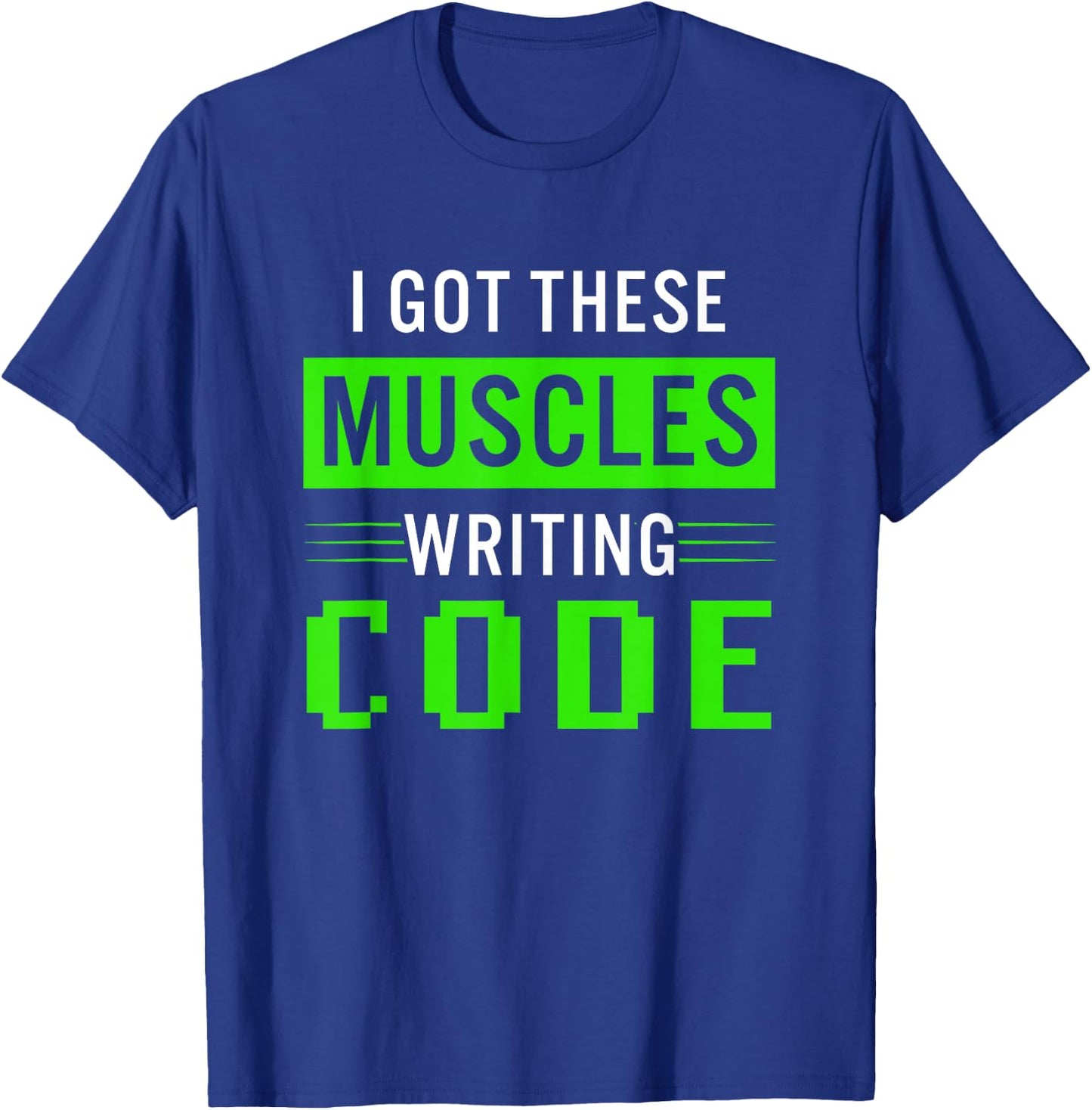 Funny Programmer Writing Code Muscles Meme for Computer Geek T-Shirt - T-Shirt | Royal