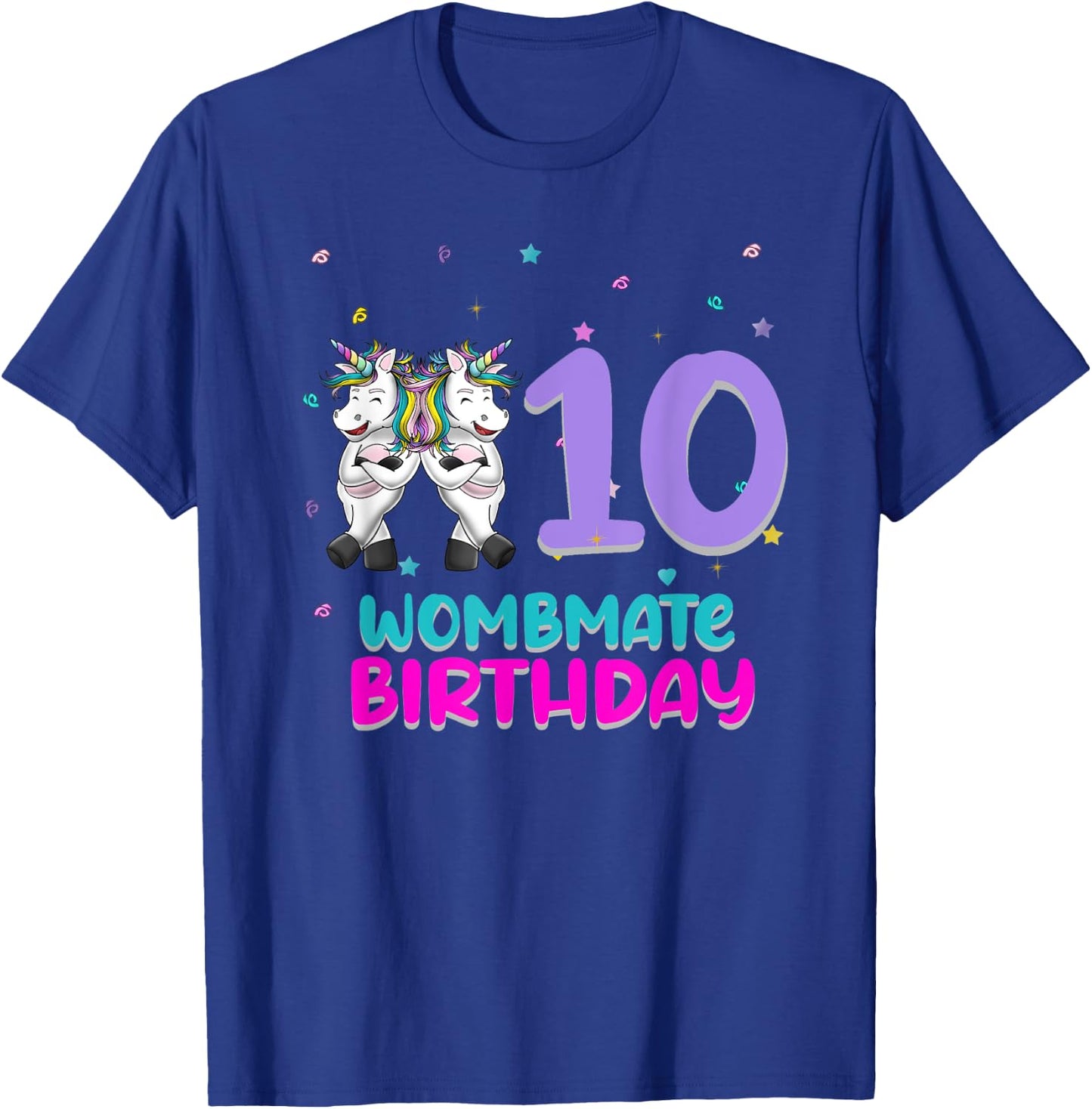 Unicorn Twin Girls 10th Birthday Love Funny 10 Years Old T-Shirt - T-Shirt | Royal