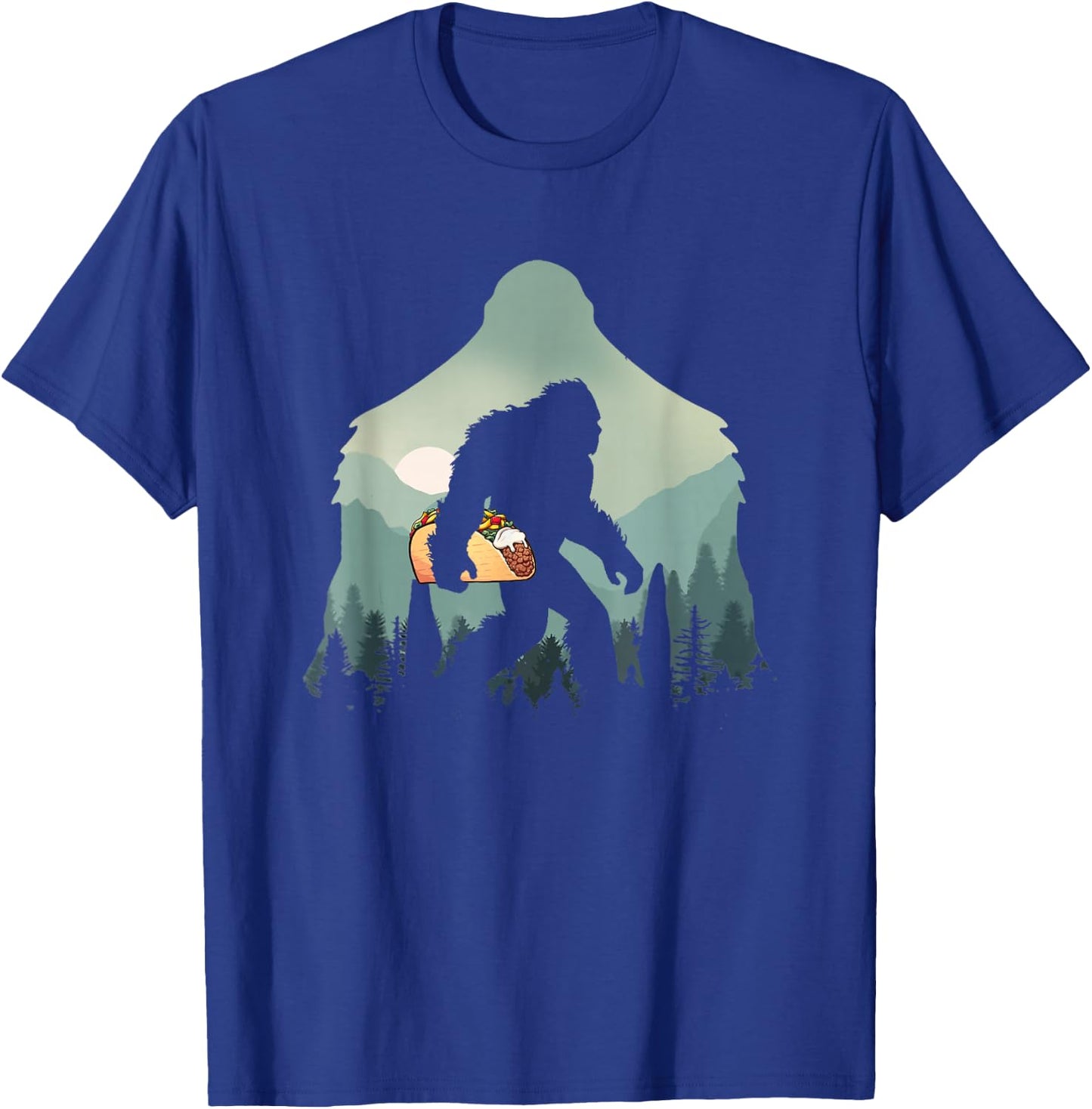 Funny Bigfoot With Tacos Sasquatch Believe Cinco de Mayo T-Shirt - T-Shirt | Royal