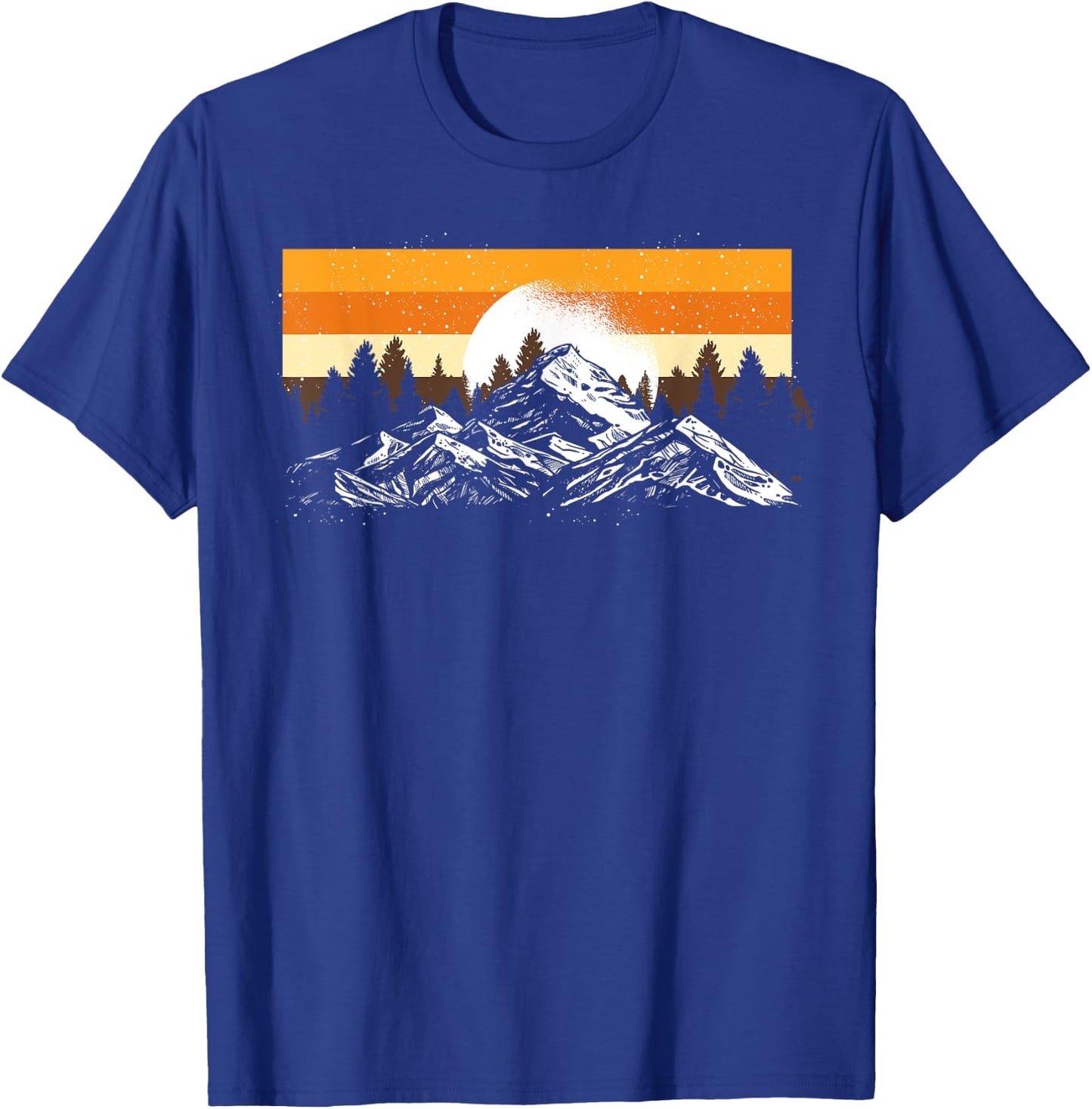 Retro Mountains Full Moon Outdoor Nature Wildlife Forest T-Shirt - T-Shirt | Royal