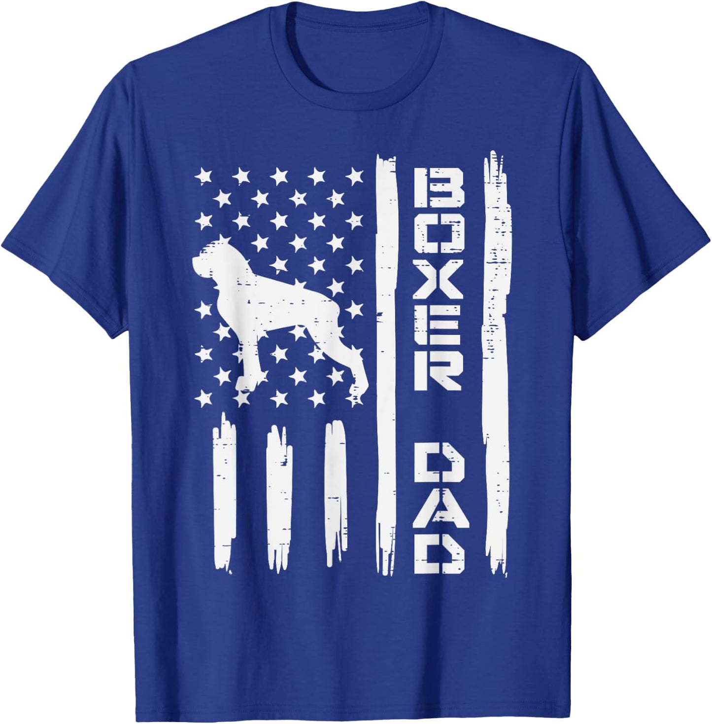 Boxer Dad US Flag Vintage Patriotic Dog Lover Owner Men Gift T-Shirt - T-Shirt | Royal