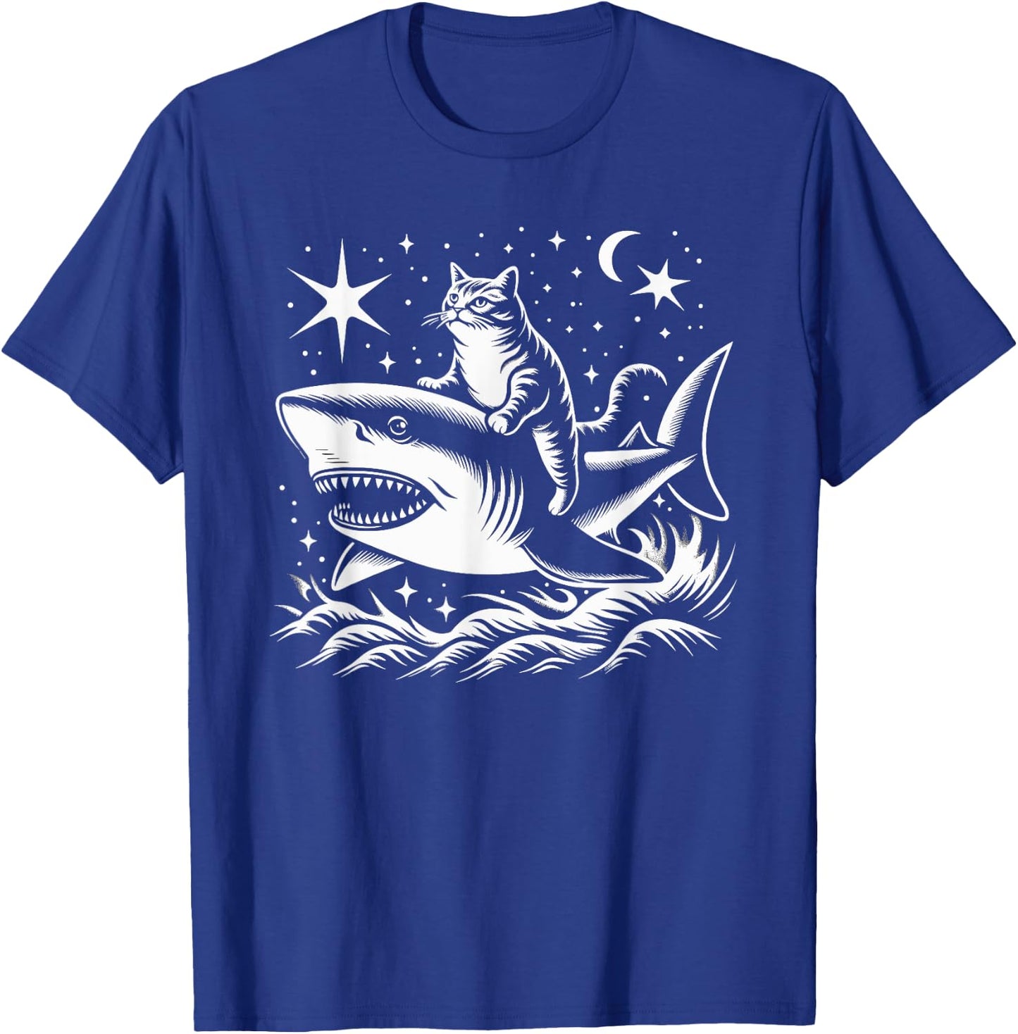 Cute Anime Cat Riding Shark Lover Kawaii Kitten Lover Kids T-Shirt - T-Shirt | Royal