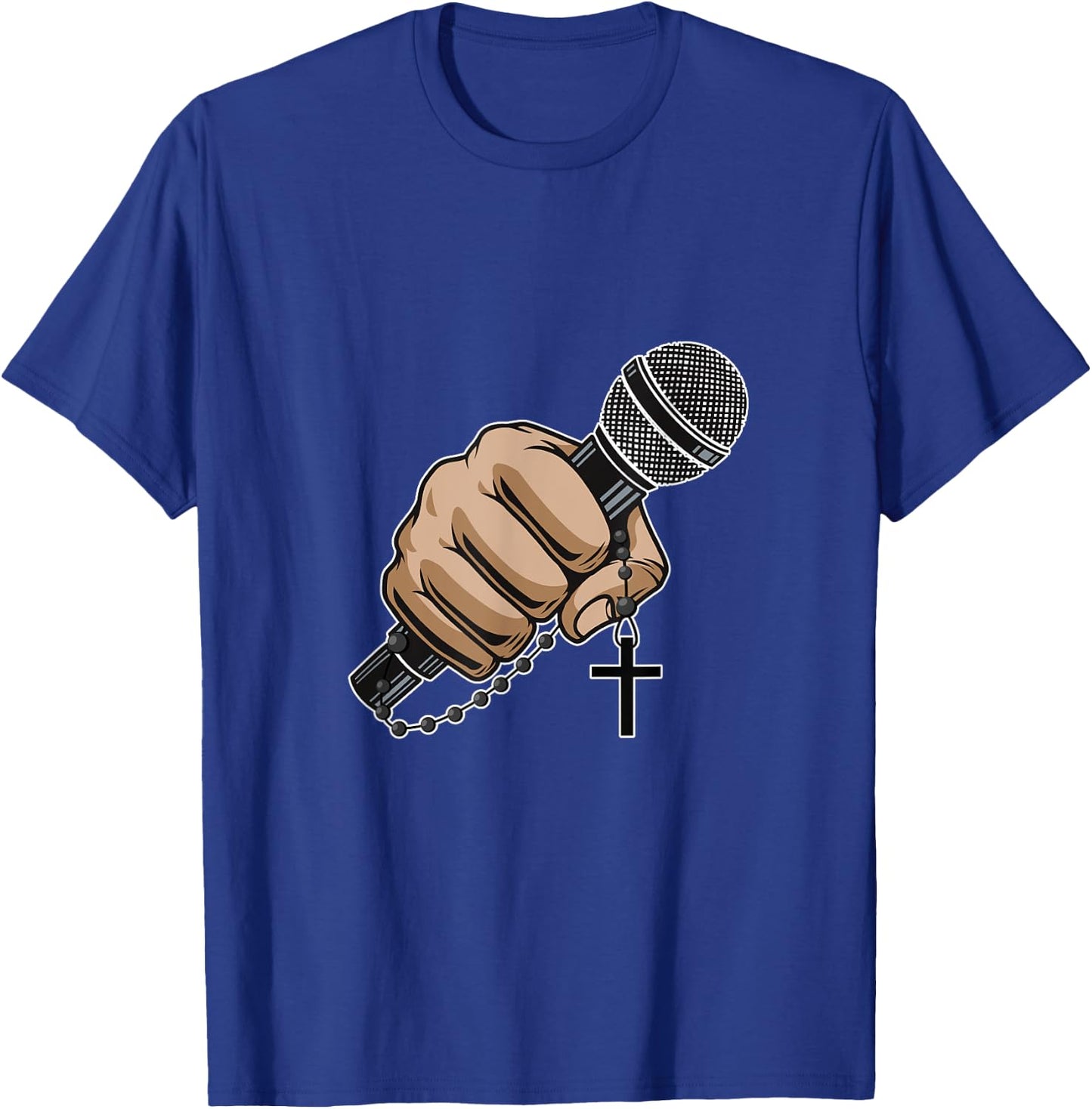 Mic Microphone Priest Cross Believer Religious Bible Gift T-Shirt - T-Shirt | Royal