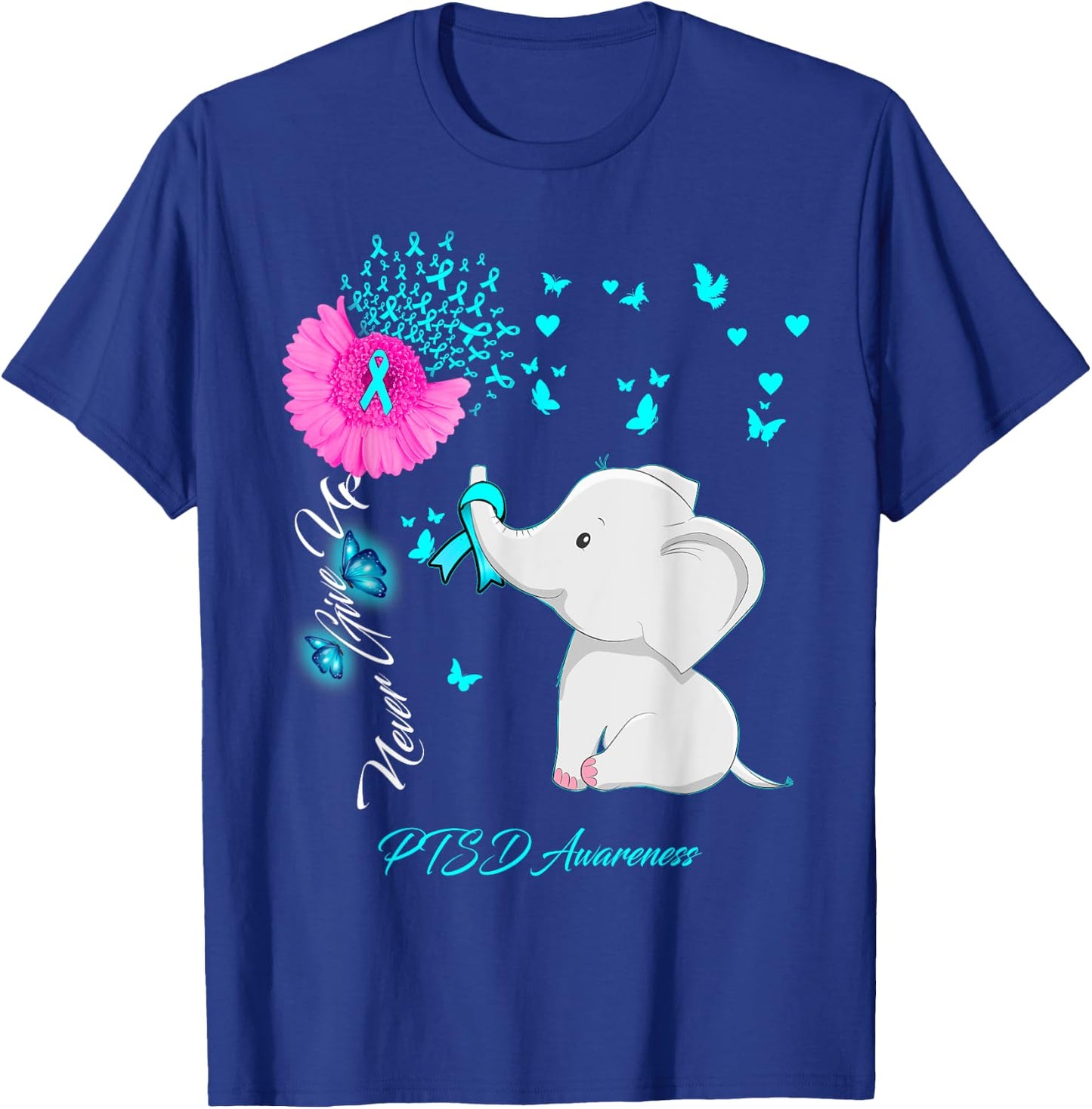 Elephant PTSD Awareness - PTSD Ribbon Gifts T-Shirt - T-Shirt | Royal