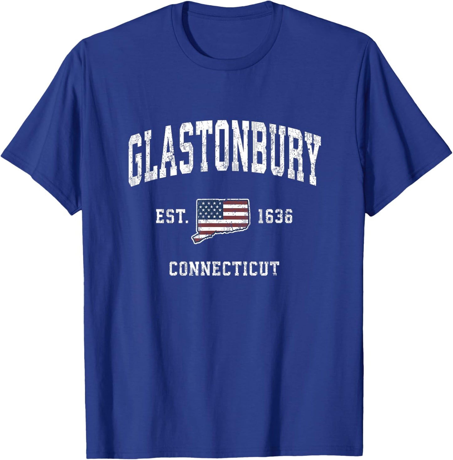 Glastonbury Connecticut CT Vintage American Flag Design Kids Men T-Shirt - T-Shirt | Royal