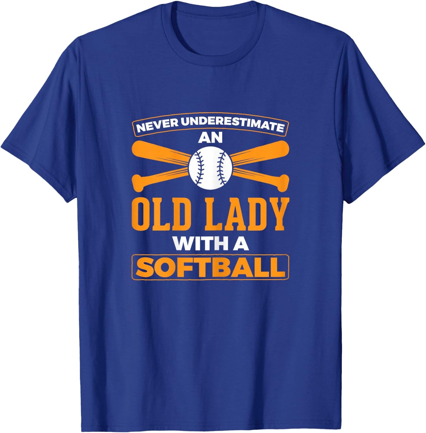 Never Underestimate Old Lady With a Softball Softball Player T-Shirt - T-Shirt | Royal