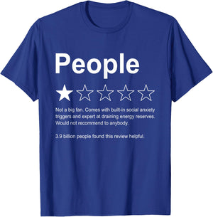 People One Star Rating Would Not Recommend Funny Introverts T-Shirt - T-Shirt | Royal