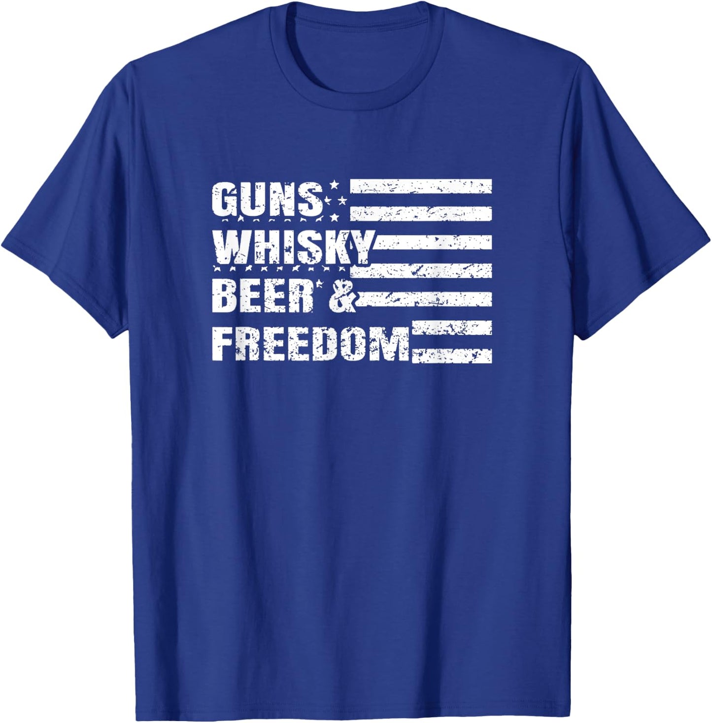 Gun Whisky Beer & Freedom American Flag For Guys Men T-Shirt - T-Shirt | Royal