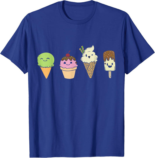 Ice Cream Cones Popsicle Frozen Food Gift T-Shirt - T-Shirt | Royal