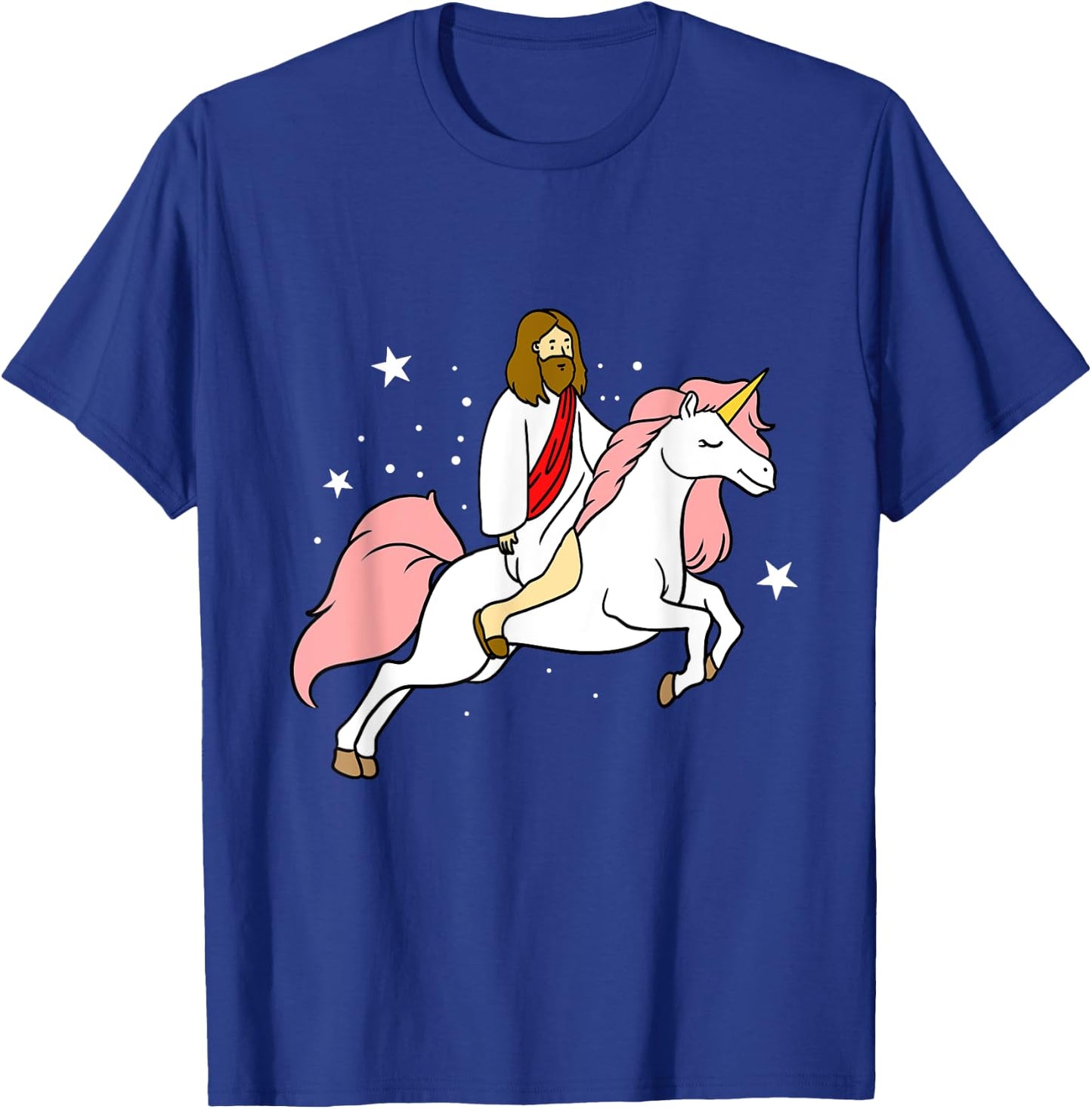 Jesus Riding Unicorn T-Shirt - T-Shirt | Royal