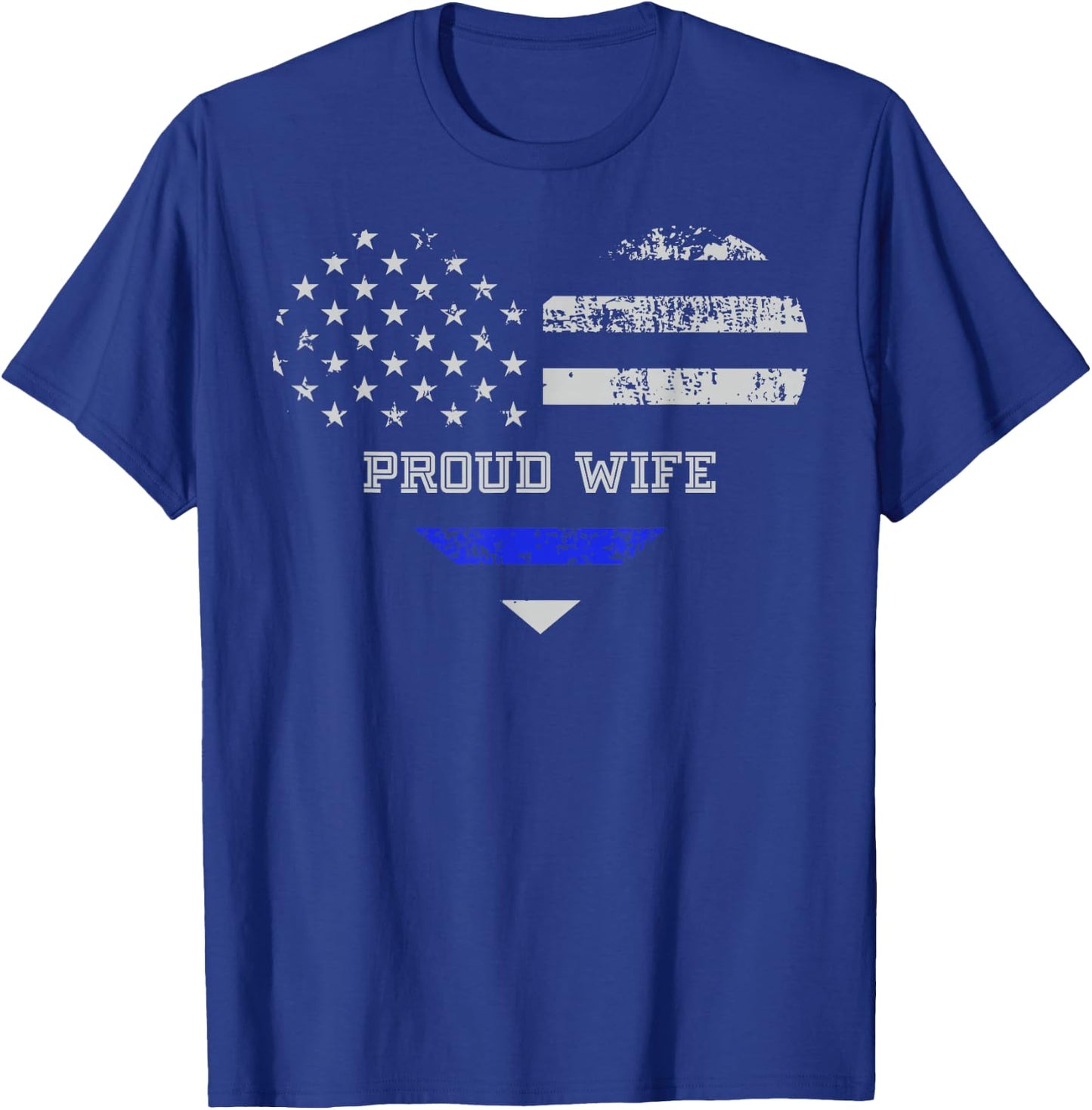 Blue Line Heart design Wife of Police Proud USA T-Shirt - T-Shirt | Royal
