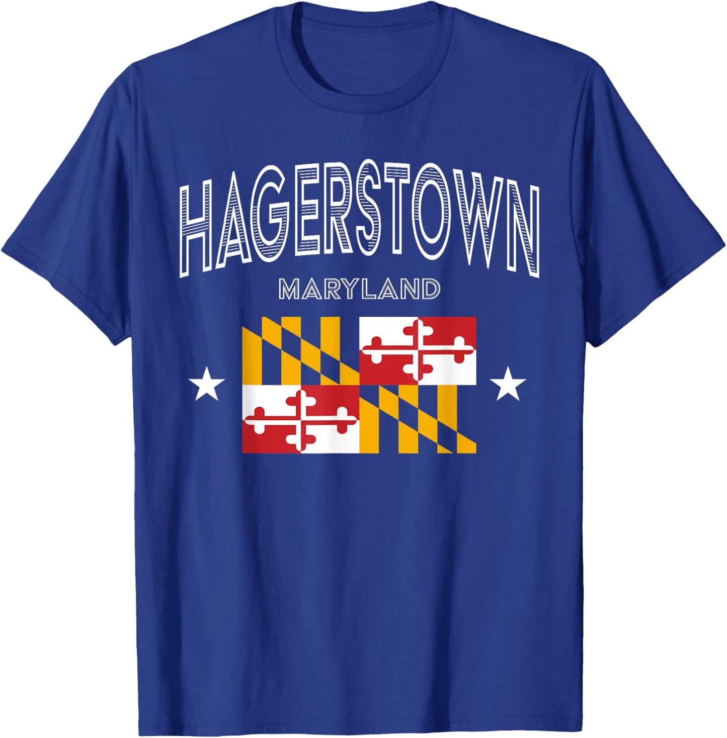 Retro Hagerstown Maryland MD Flag Sport Throwback T-Shirt - T-Shirt | Royal