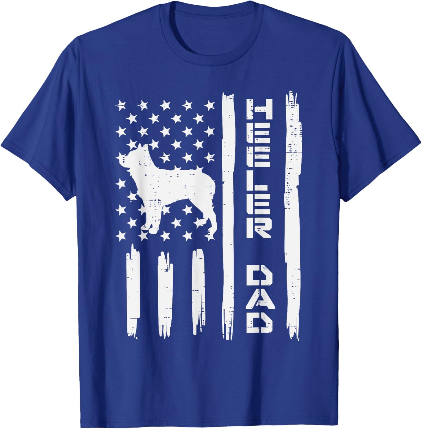Heeler Dad Flag Vintage Blue Red Cattle Dog Patriot Men Gift T-Shirt - T-Shirt | Royal