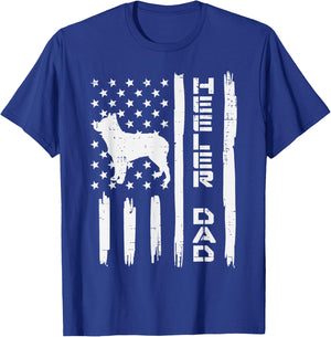 Heeler Dad Flag Vintage Blue Red Cattle Dog Patriot Men Gift T-Shirt - T-Shirt | Royal