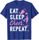 Cheerleading Dance Cheerleader Girls Eat Sleep Cheer Repeat T-Shirt - T-Shirt | Royal