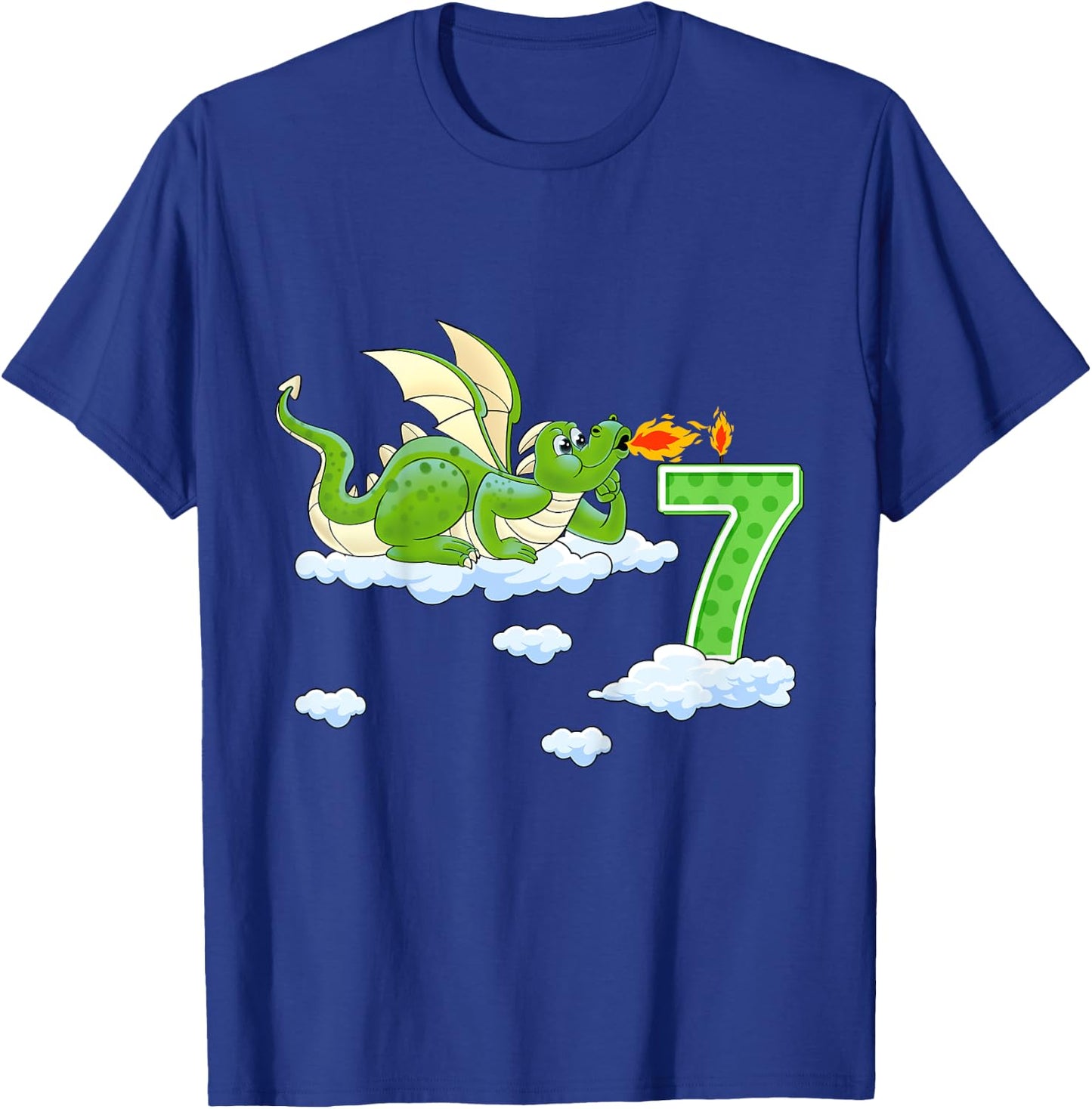 Kids Dragon 7 Year Old Birthday Outfit Boy Knight 7th Birthday T-Shirt - T-Shirt | Royal