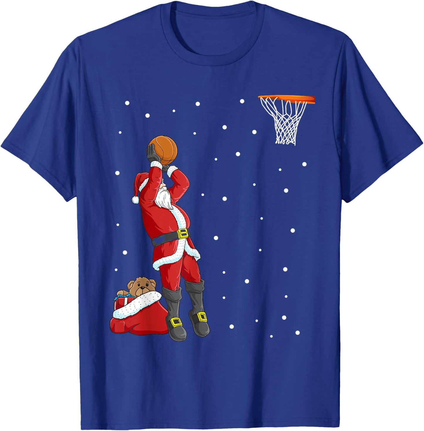 Funny Santa Claus Basketball Christmas Jumper T-Shirt - T-Shirt | Royal