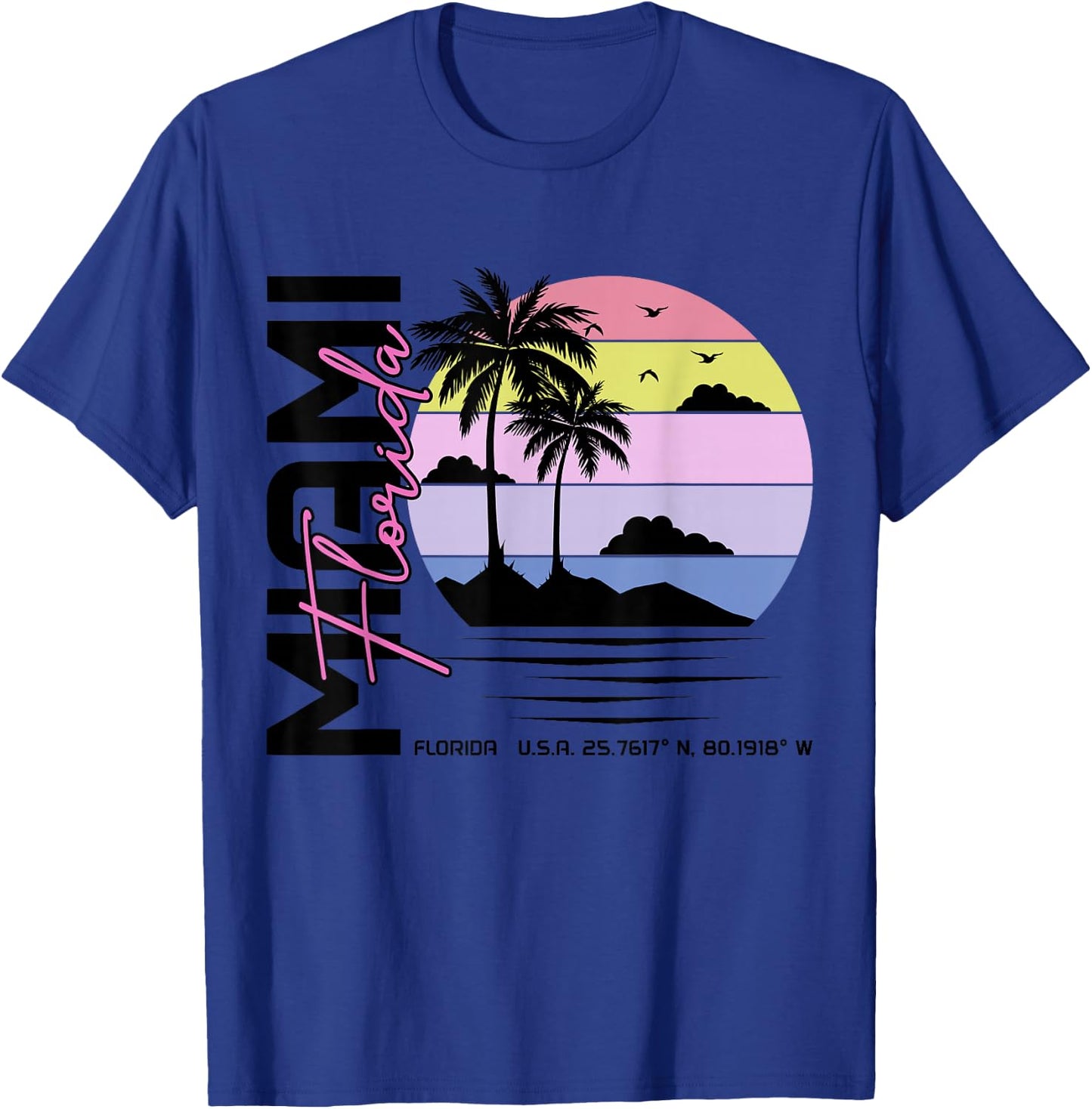 Miami Florida Vintage Retro Pride 305 Area Code Miami FL T-Shirt - T-Shirt | Royal